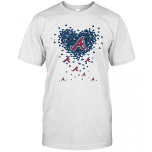 Love Atlanta Braves Baseball Logo Hearts T-Shirt